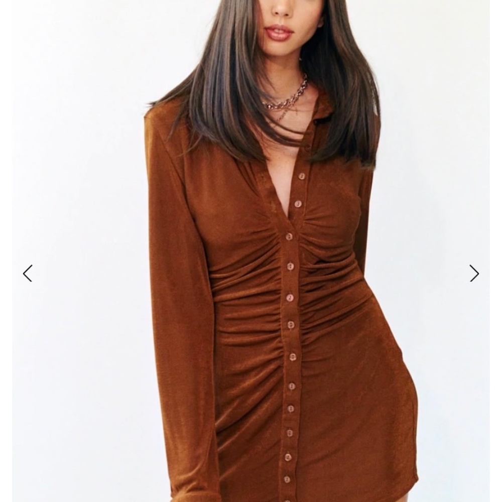 With Jean, Andy Dress, Chocolate, Large, Long Sleeve